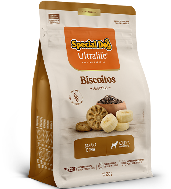 SPECIAL DOG ULTRALIFE BISCOITOS ADULTOS BANANA E CHIA